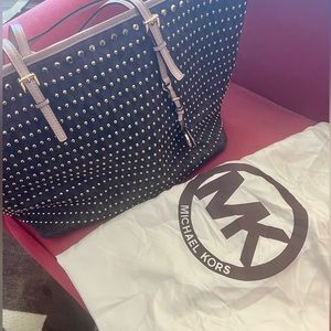 MICHAEL KORS Jet Set Gold Studded Travel Bag with dust bag